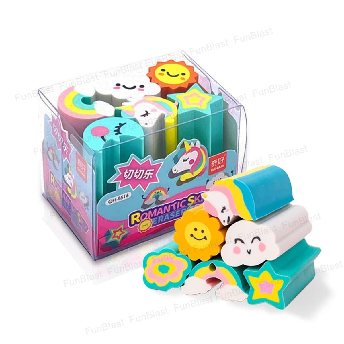 FunBlast Rainbow and Unicorn Erasers for Kids – Colorful Pencil Erasers for Kid, Boys, Girls, Kawaii Erasers, Fancy Eraser for Children School Kids, Return Gift