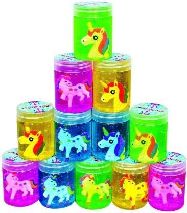 FETE PROPZ™ Crystal Clear Putty Slime Jelly Clay for Kids & Teens for Birthday Return Gifts (Unicorn)( Pack of 12) Multicolor Putty Toy