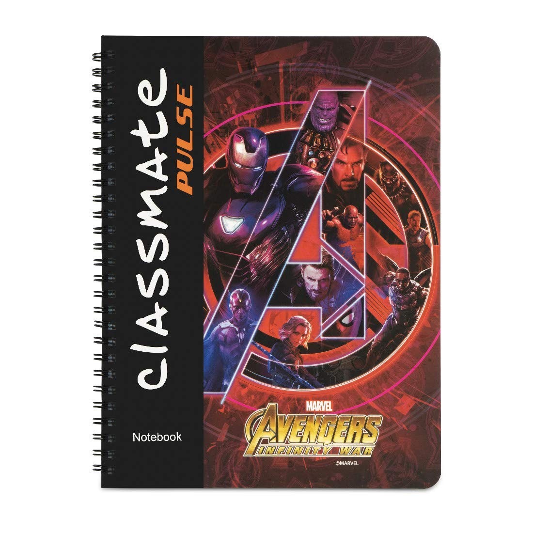 Classmate Pulse Spiral Notebook - 203 mm x 267 mm, Soft Cover, 160 Pages, Unruled