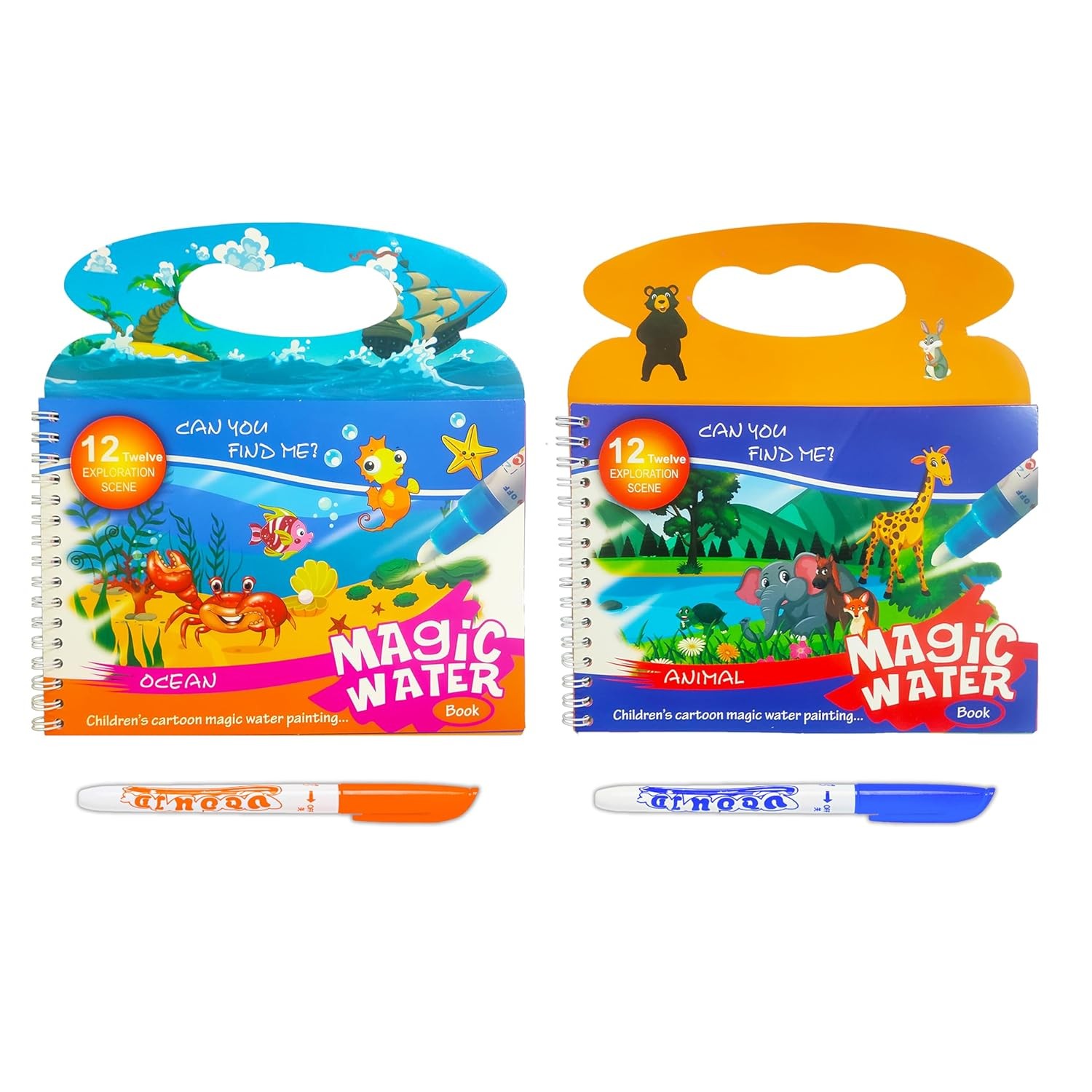 VGRASSP Magic Water Coloring Book Toy for Kids -  Gift for Boys and Girls - Color and Design As Per Stock (Pack of 2)Toy for Kids - Reusable Quick Dry Doodle Book - Birthday Return Gift for Boys and G