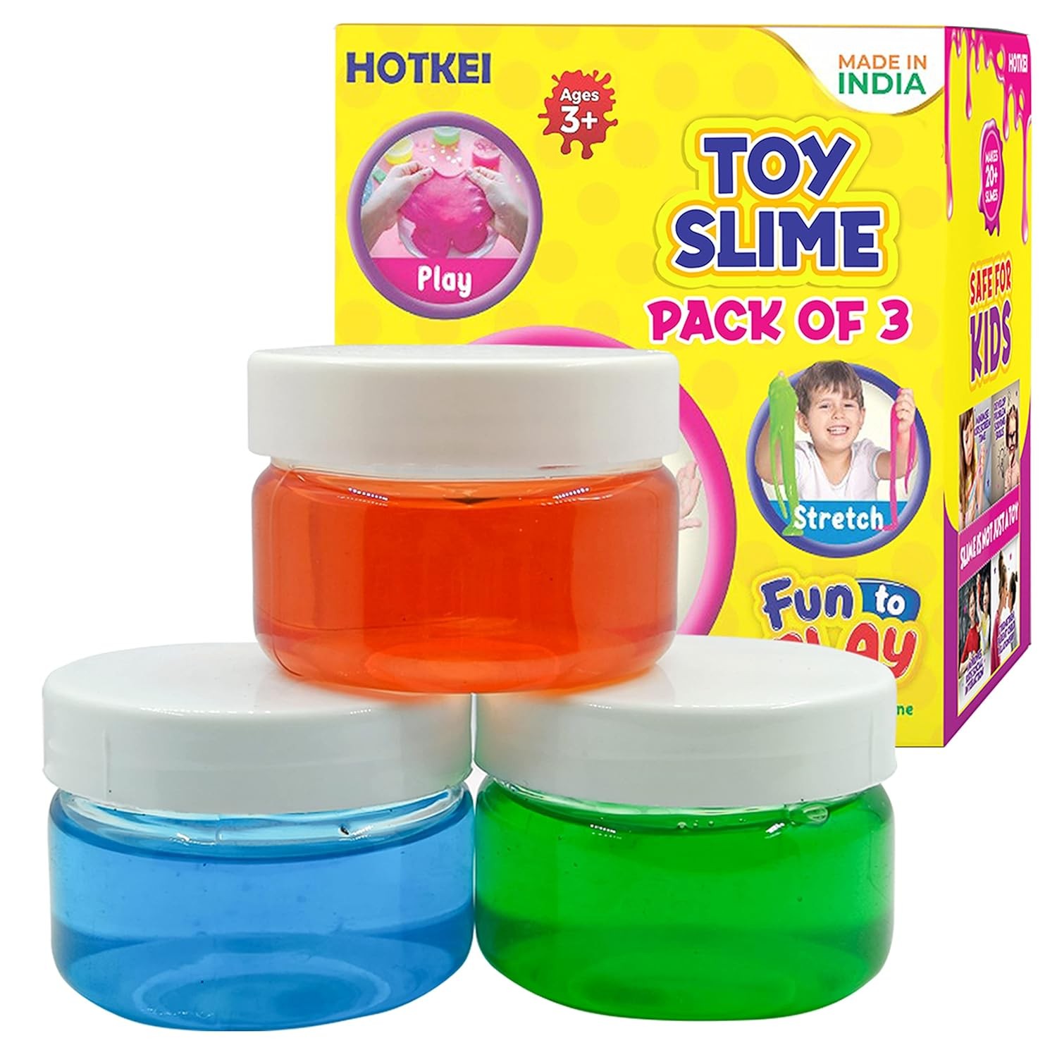 HOTKEI (Pack of 3 Slime) Multicolor Fruit Scented DIY Magic Toy Slimy Slime Clay Gel Jelly Putty Set kit Toys for Boys Girls Kids Slime – 50 gm