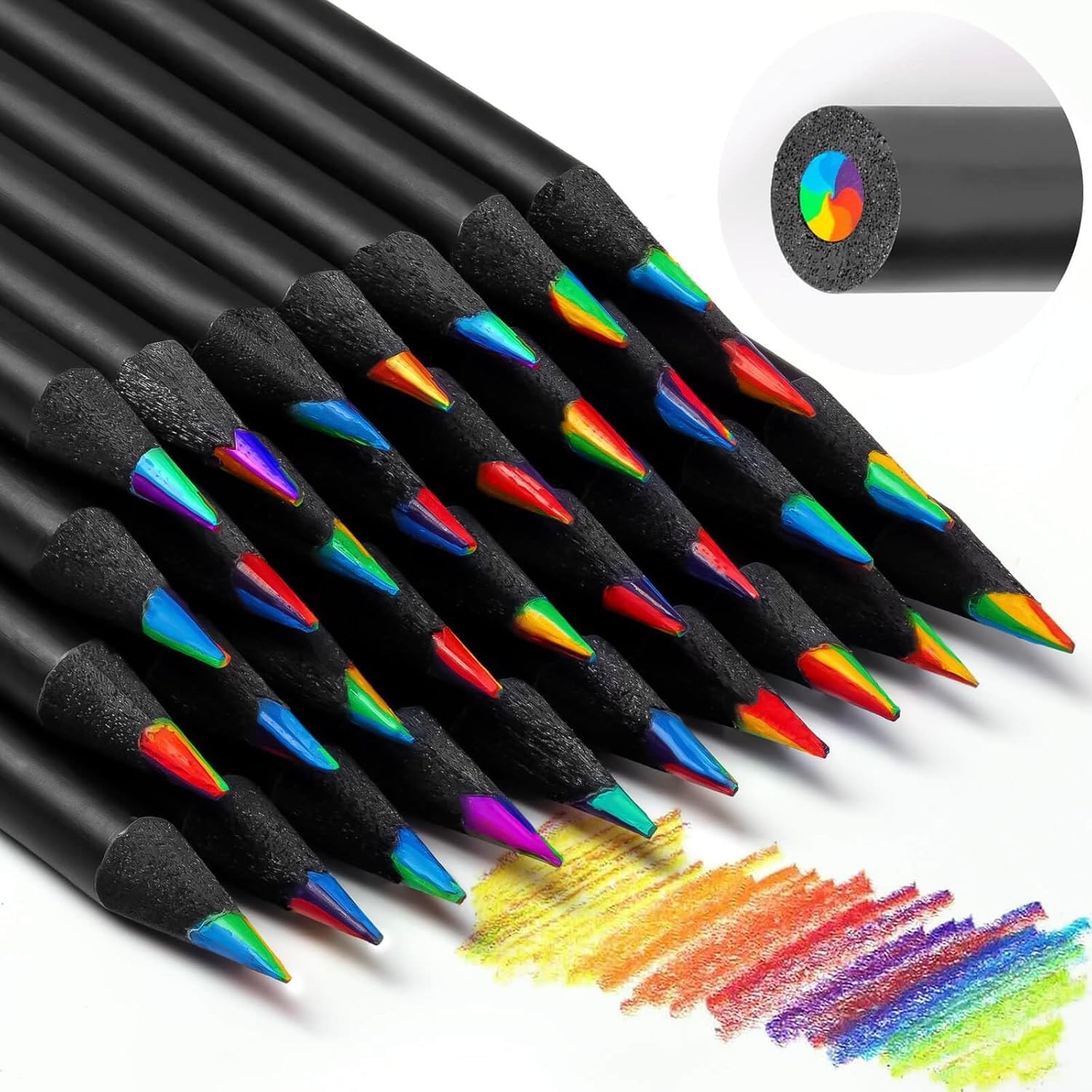 Parssufy 12 Colors Rainbow Pencils for Kids and Adults, Multi-Colored Wooden Pencils for Drawing, Sketching, and Coloring, Pre-Sharpened Art Supplies for Boys and Girls
