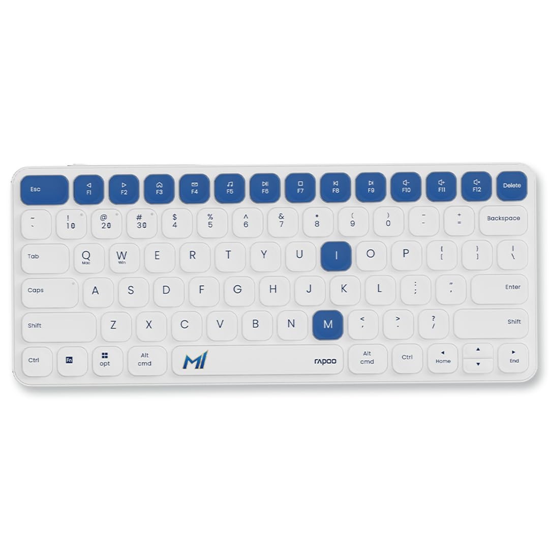 Rapoo E9050L Mumbai Indians Compact Wireless Keyboard – 78-Key, Slim 5.3mm, Multi-Mode (BT 4.0/5.0 & 2.4GHz), FN Hotkeys, Aluminum Alloy, Rechargeable, Win/Mac