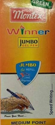 Montex Winner Jumbo Gel Pen - Green (Pack of 20) By DTL Company