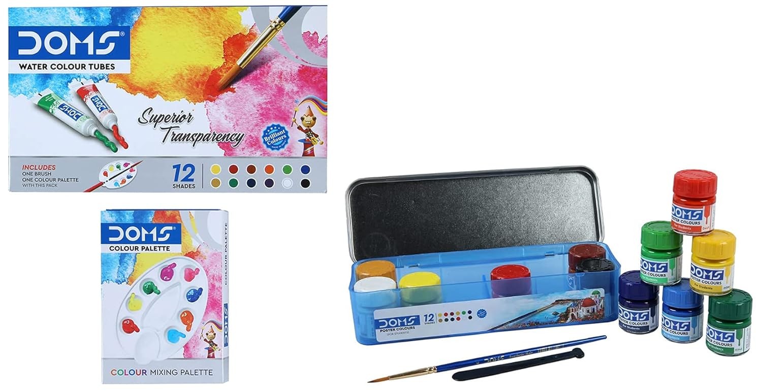 Doms Poster Colours - 12 Shades, Multicolor (DM7115) Water Color Tube 12 Shades (Multicolour) (7768)