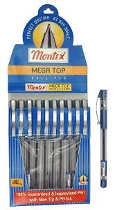 Montex Mega Top Ball Black Pen Pack Of 10 Pens