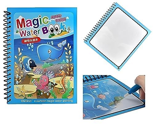 Toy Imagine™ Magic Water Doodle Book for Kids | Reusable Water Colouring Drawing Pad with Pen | Educational Activity Toy for Boys & Girls Ages 2-8 | Return Gift, Travel Game, Learning Toy (1 Pack)
