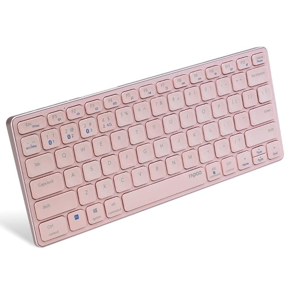 RAPOO E9050 C-Type Rechargeable Bluetooth Wireless Multi-Device (4 Devices) Keyboard for Windows/iOS/Android,Tablet/Smartphone - 3 Years Warranty Pink