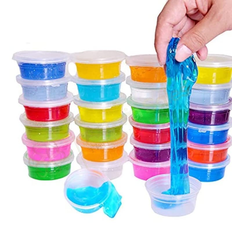 YBN Slime kit, Colors Non-Toxic Clear Crystal Slime Soft Jelly Clay Putty mud Stress Relief Toy Jelly Toy for Kids & Adult, DIY Slime Making- Multi Color (Pack of 12)